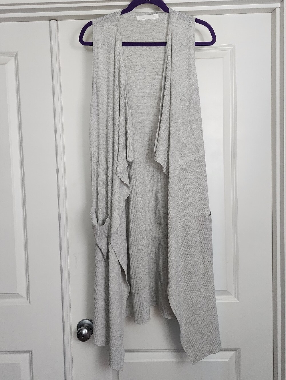 Light Gray Sleeveless Drape Cardigan Vest